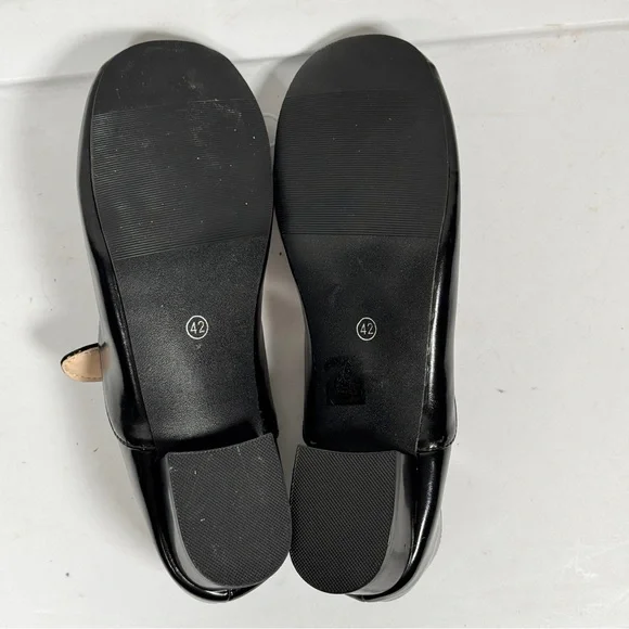 Black Faux Leather Mary Janes Retro Buckle Shoes Dance Costume Classic 42/US 10 - Picture 8 of 8
